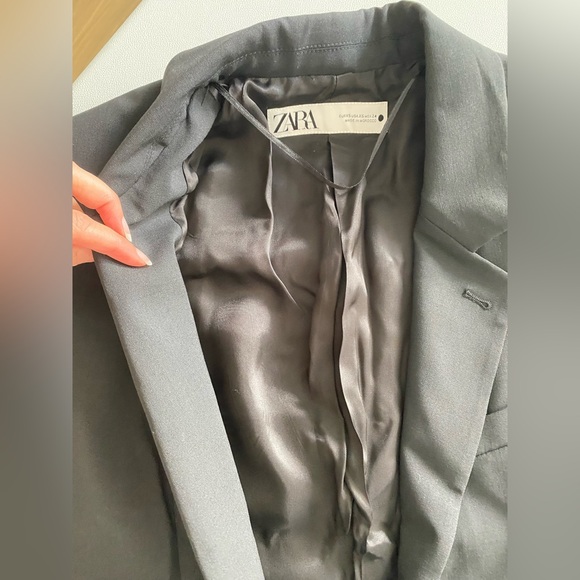 Zara Oversized Wool Blend Jacket Blazer Coat ZW Collection Black size XS NWT - Picture 15 of 16